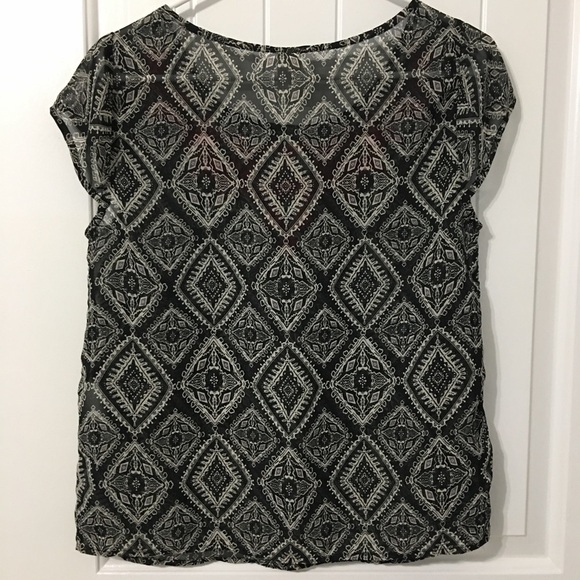 ASOS Embroidered Sheer Black Printed Blouse - Picture 4 of 6